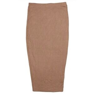 Naked Wardrobe Midi Length Women's Bodycon Skirt Size‎ Large Soft Light Brown!